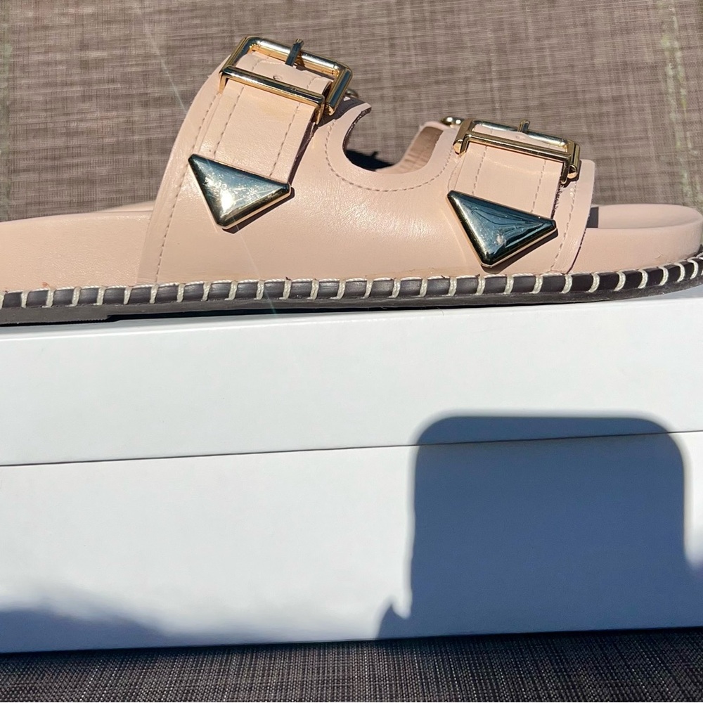 Schutz Beige Double Buckle Sandals - Picture 5 of 8